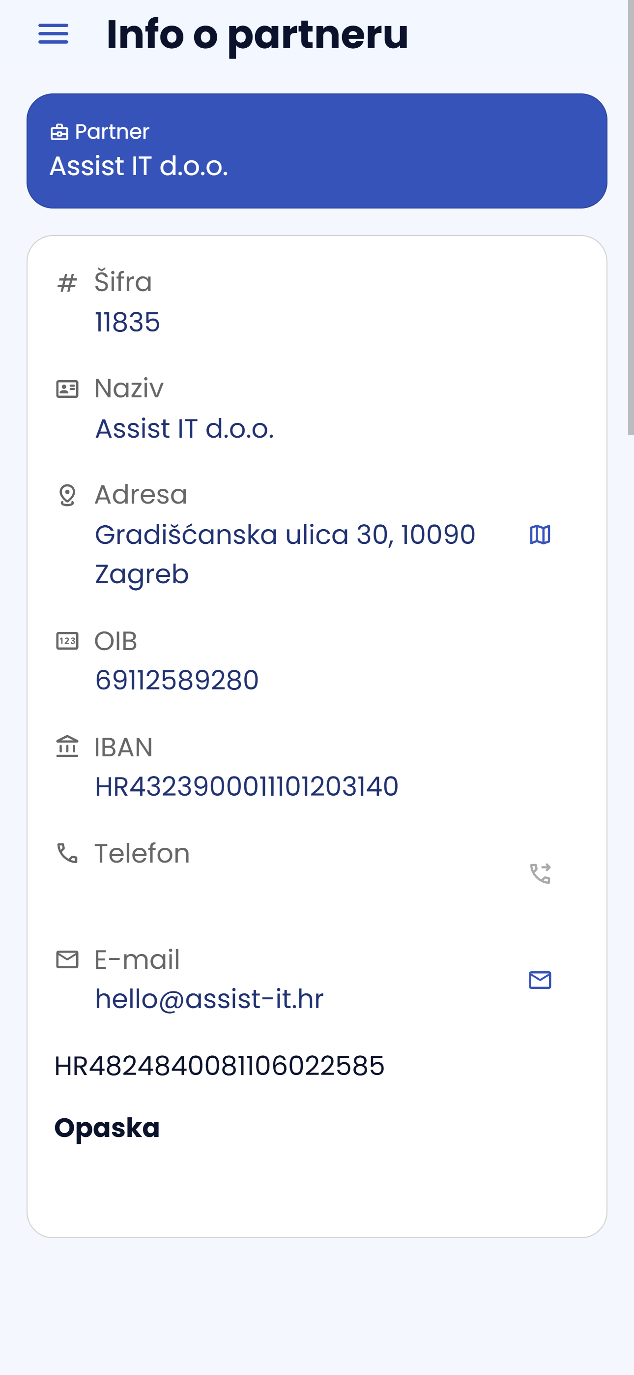 Informacije o partnerima