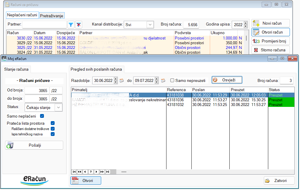 Program za upravljanje zgradama - e-račun integracije