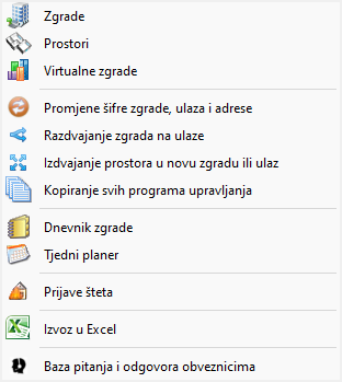 Program za upravljanje zgradama - objekti na upravljanju