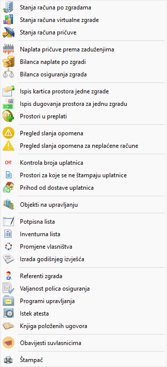 Program za upravljanje zgradama - izvješća